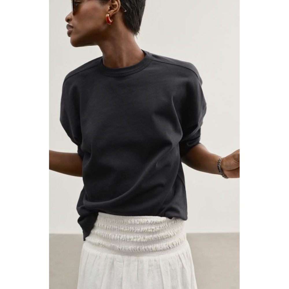 AYR Early Mornings Tee M Graphite Minimalist Heavyweight Relaxed Fit Long Sleeve